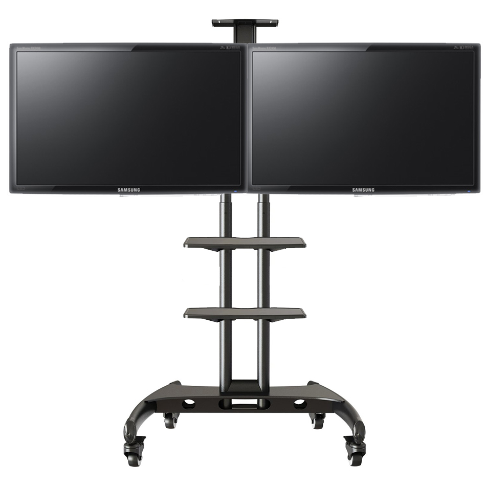 Soporte pedestal dual monitores